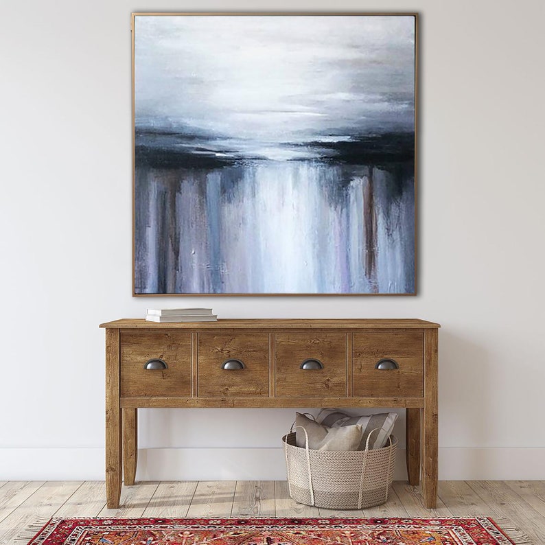 Original Aesthetic Oil Painting On Canvas Abstract Square Wall Hanging Artwork Modern Textured Wall Art Decor for Living Room