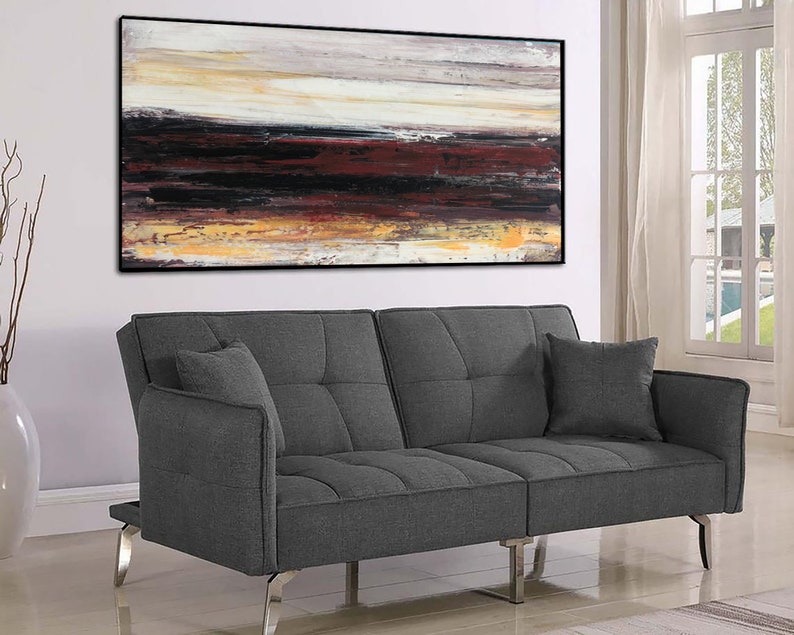Expressionist Art Abstract Color Harmony Monochromatic Landscape Horizon Illusion Serene Sunset Art Red and Black Art Contemporary Art