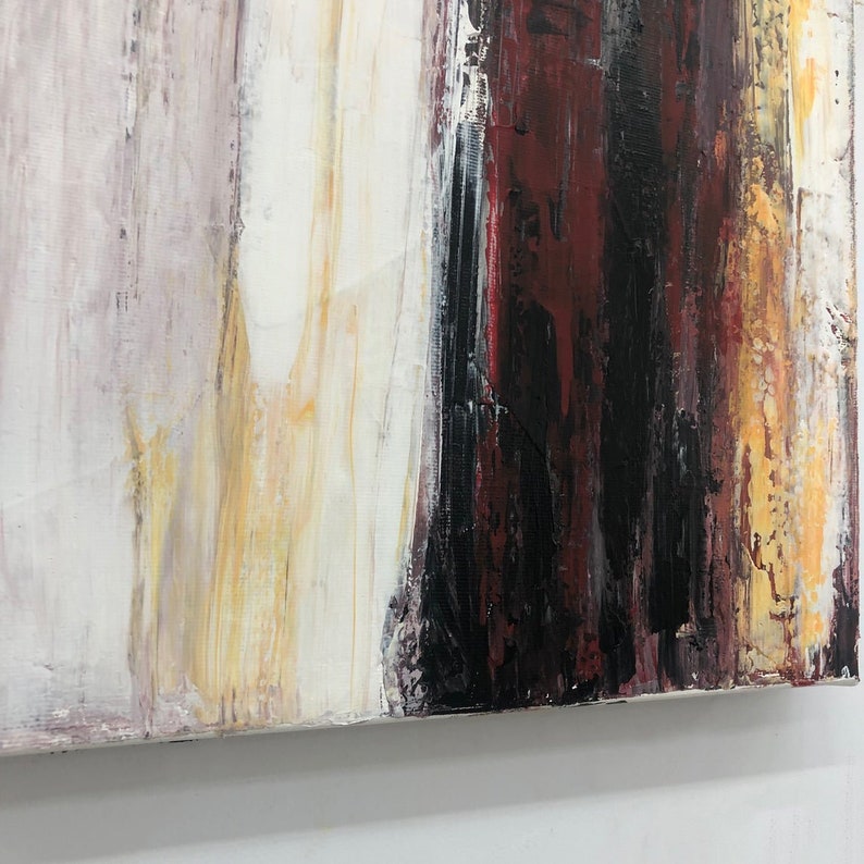 Landskabsmaleri Rød og sort kunst Abstrakt landskab Horisont Illusion Fredfyldt solnedgangskunst Samtidskunst Stue Vægkunst