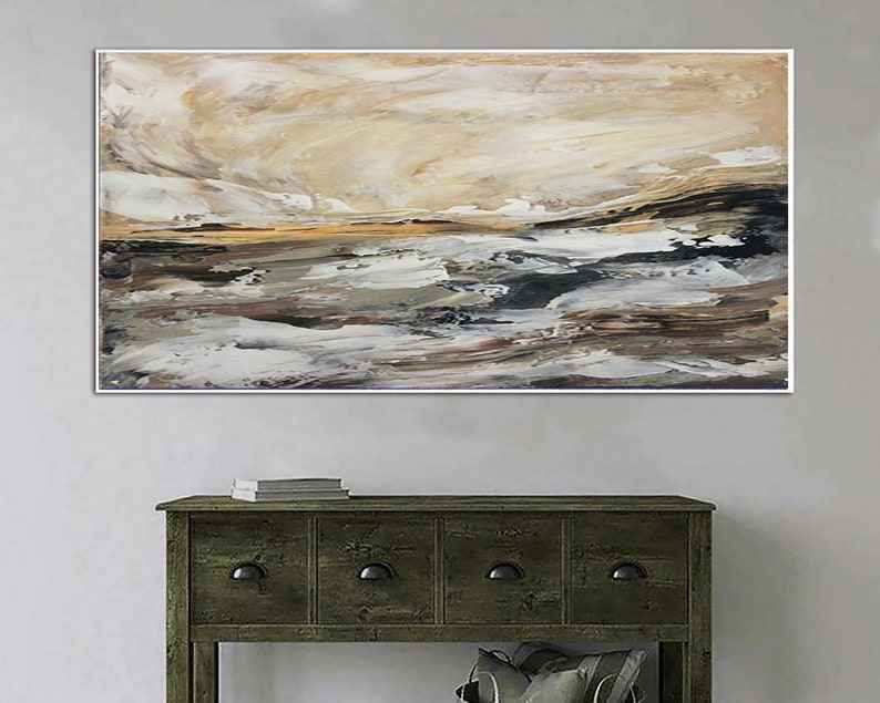Extra Large Abstract Marble Painting Canvas Art Modern Beige Fine Art Expressionist Painting Hand Painted Art for Living Room Wall Decor