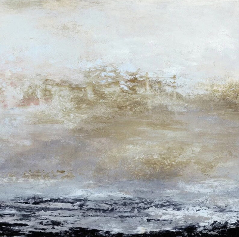 Neutral Tones Abstract Landscape Painting - Original Handmade Minimalist Wall Art