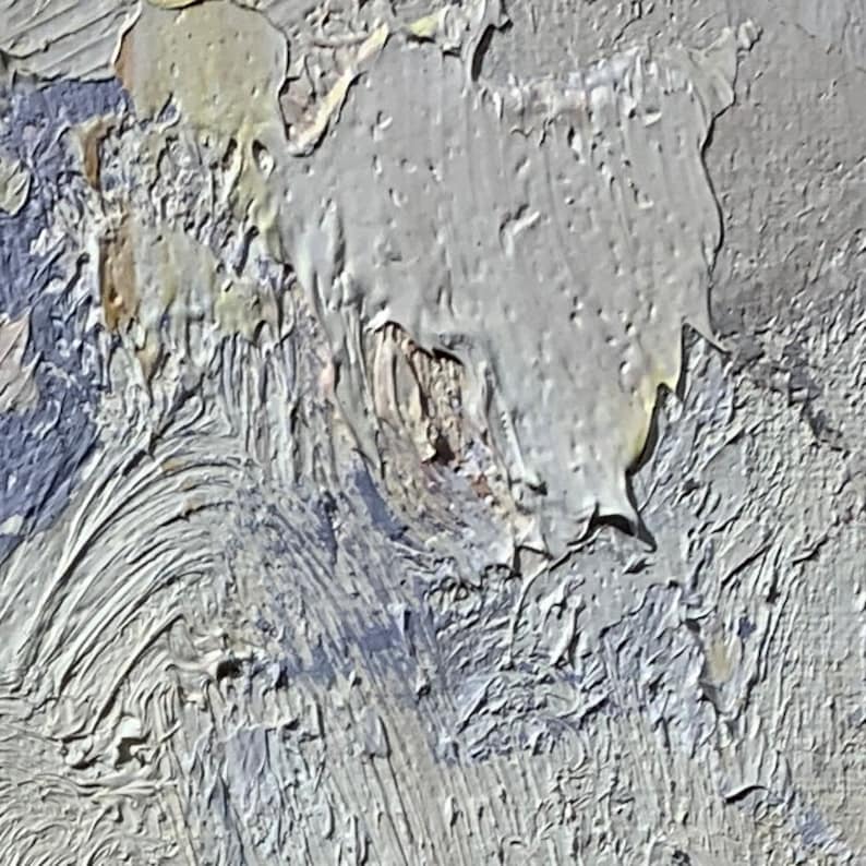 Stor tekstureret vægkunst abstrakt maleri blå og grå moderne vægkunst paletkniv oliemaleri stueindretning indflyttergave