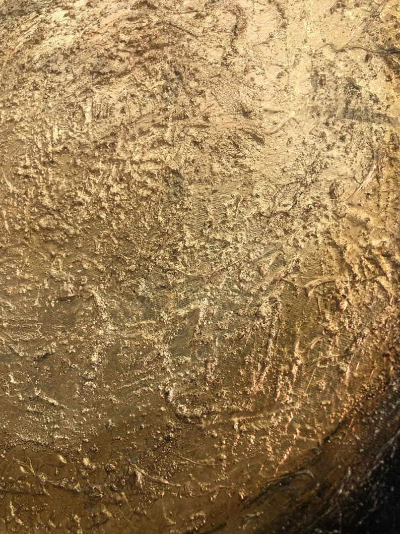 Originalt maleri på lærred, sort og guld vægkunst, bladguld kunst, brugerdefineret kunst, 32x32 kunst, abstrakt solmaleri til indie værelsesindretning