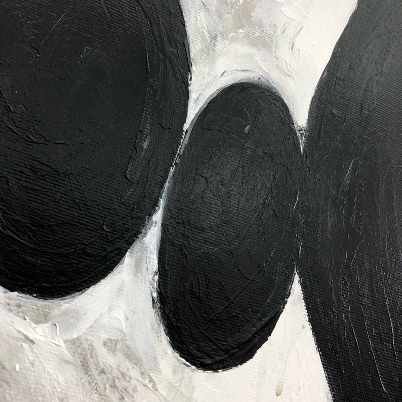 Modern Black and White Abstract Painting - Minimalist Textured Canvas Art, Monochrome Wall Decor, Handmade Artwork for Contemporary Spaces