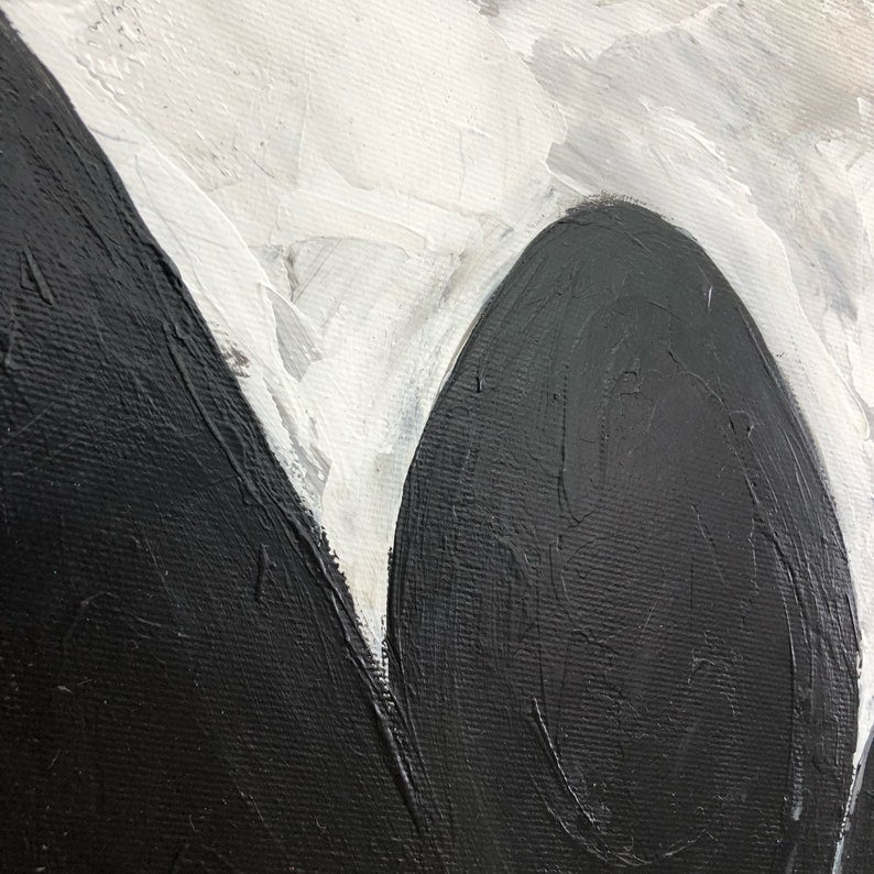Modern Black and White Abstract Painting - Minimalist Textured Canvas Art, Monochrome Wall Decor, Handmade Artwork for Contemporary Spaces