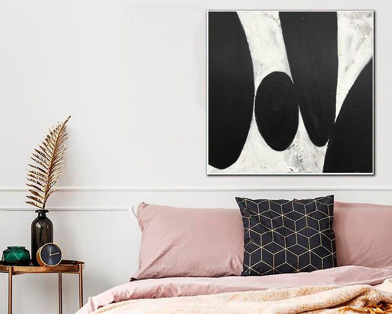 Black and White Abstract Painting Minimalist Art Textured Wall Art Monochrome Wall Decor Handmade Artwork for Modern Interiors Living Room