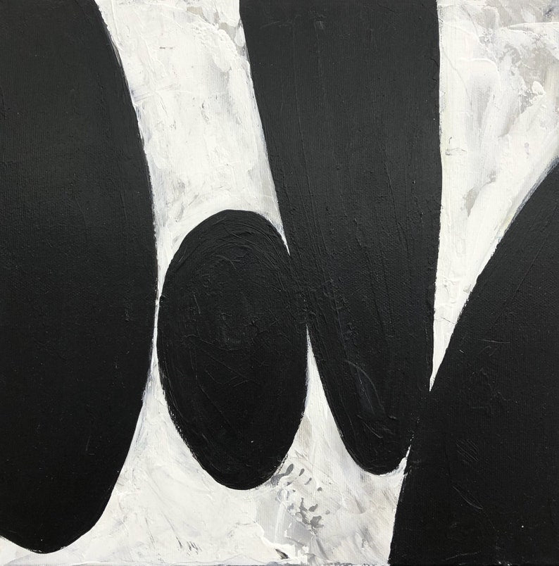 Black and White Abstract Painting Minimalist Art Textured Wall Art Monochrome Wall Decor Handmade Artwork for Modern Interiors Living Room