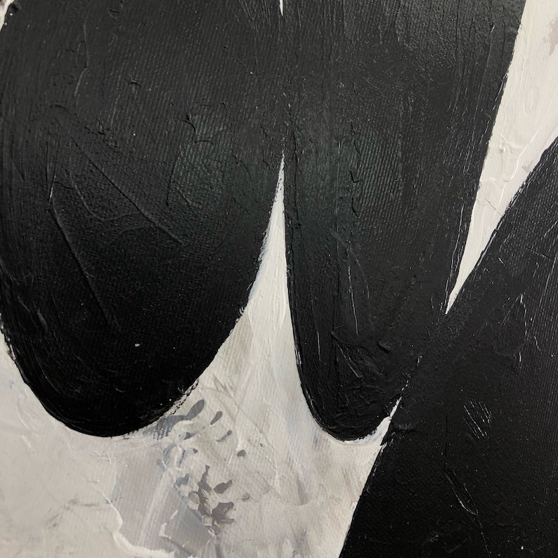 Black and White Abstract Painting Minimalist Art Textured Wall Art Monochrome Wall Decor Handmade Artwork for Modern Interiors Living Room