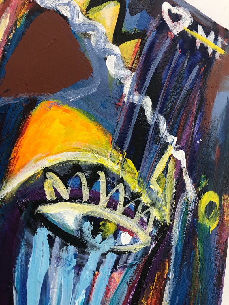 Abstrakt farverigt maleri på lærred Figurativ vægkunst Avantgarde-kunst 40x30 kunst Abstrakt kvindeansigt vægkunst