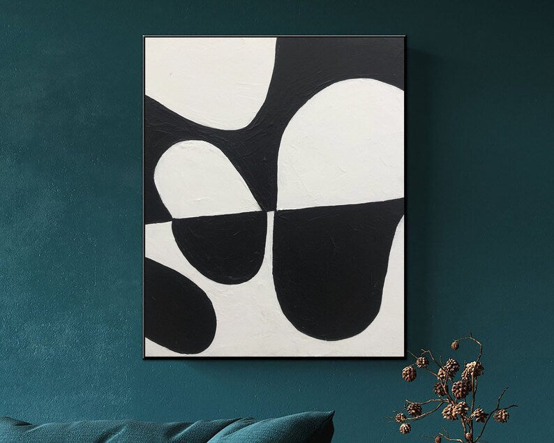 Sort-hvid maleri spejlbillede kunst Original abstrakt maleri Abstrakt tegning Kontrastmaleri Brugerdefineret maleri til hjemmet