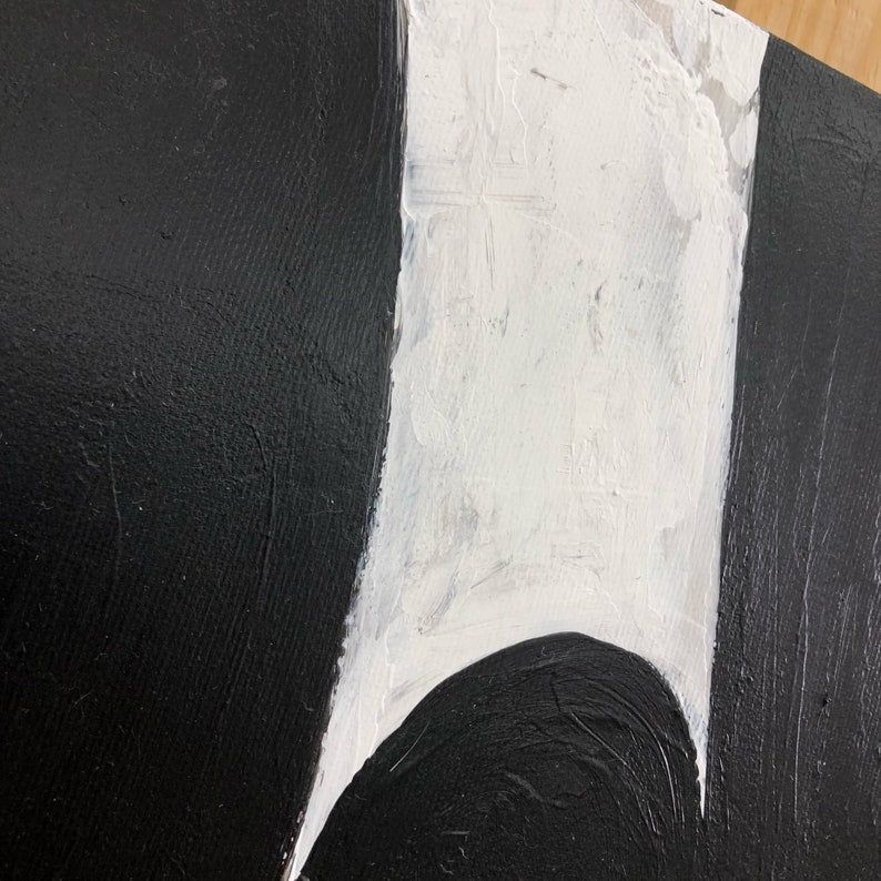 Black and White Abstract Painting Minimalist Art Textured Wall Art Monochrome Wall Decor Handmade Artwork for Modern Interiors Living Room