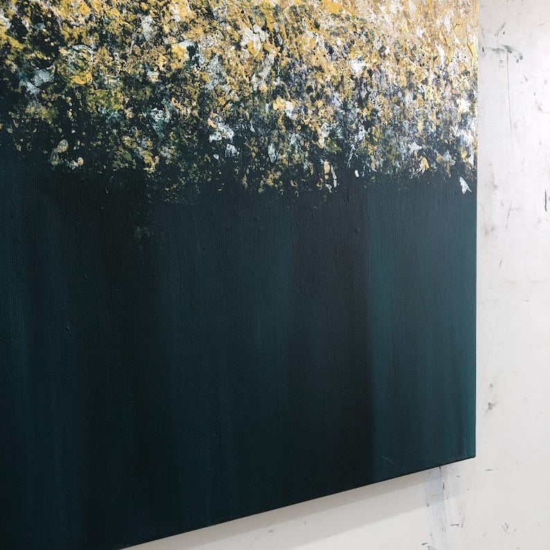 Abstract Gold and Navy Painting - Original Handmade Artwork, Modern Textured Wall Art for Luxurious Home Decor