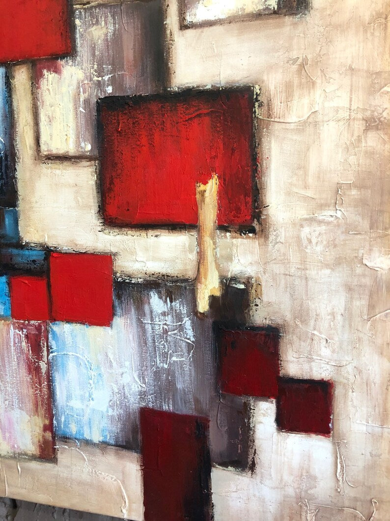 Livligt maleri Abstrakt maleri, Originalmaleri, Lærredsmaleri, Håndlavet maleri, Moderne beige maleri Unik vægkunst