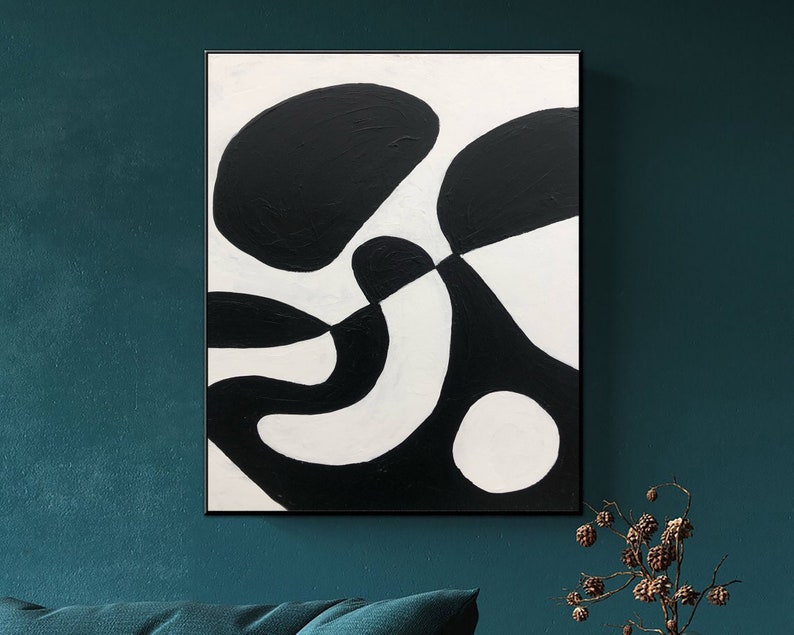 Original Abstract Black and White Paintings on Canvas Modern Minimalist Art Handmade Painting Contemporary Art for Indie Room Wall Decor
