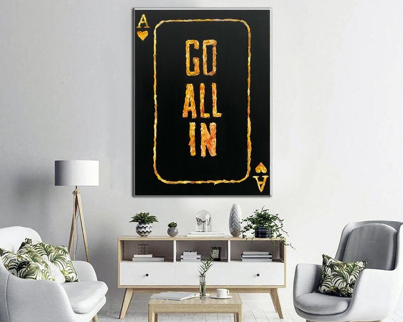 Playing Card on Black Casino Art Card Design Casino Decor Card Artwork Minimalist Abstract Painting Contemporary Art Frame Painting