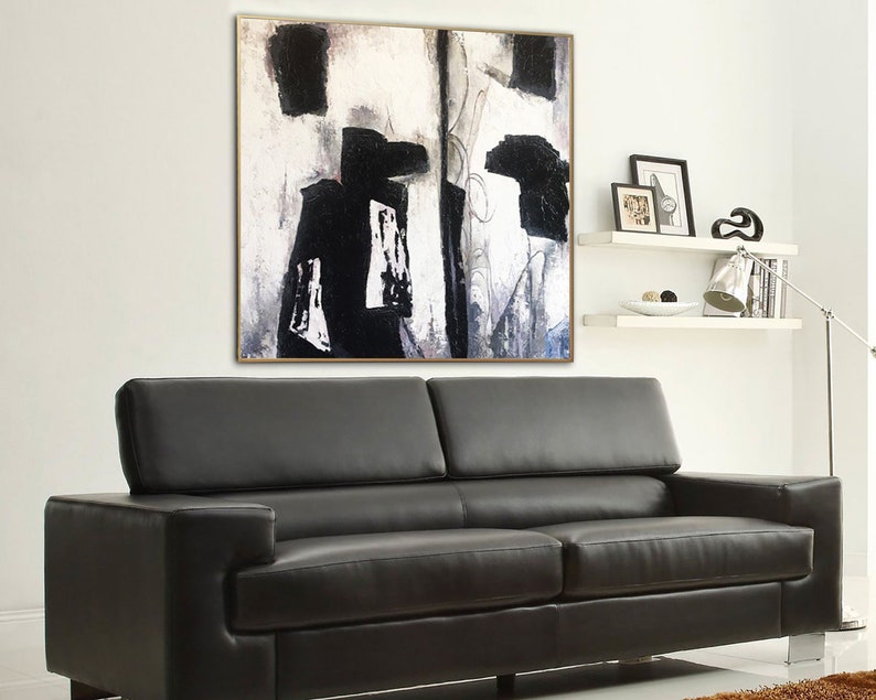 Black and White Abstract Painting Monochrome Painting Custom Oil Painting Handpainted Artwork Aesthetic Modern Art