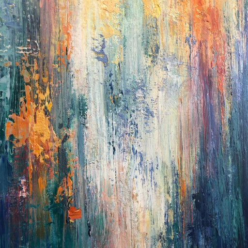 Abstract Colorful Paintings On Canvas Expressionist Artwork In Orange And Blue Colors Textured Oil Painting Hand Painted Art for Living Room