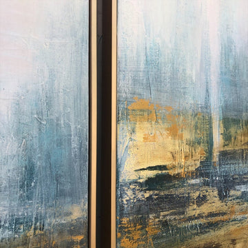 Large Sunset Painting Set of 2 Gray Painting Seascape Canvas Art Acrylic Sunset Wall Art on Canvas Original Artwork Living Room Wall Decor