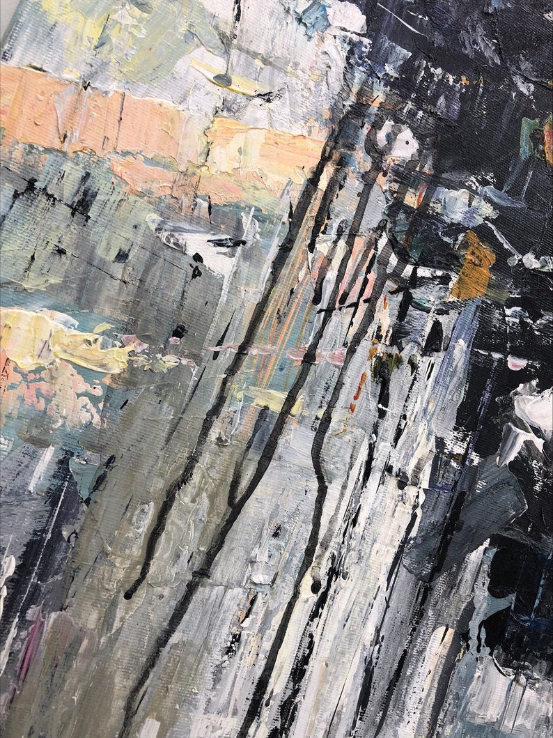 Large Abstract Flower Paintings On Canvas Grey Painting Original Textured Art Floral Painting Modern Wall Art for Living Room Wall Decor