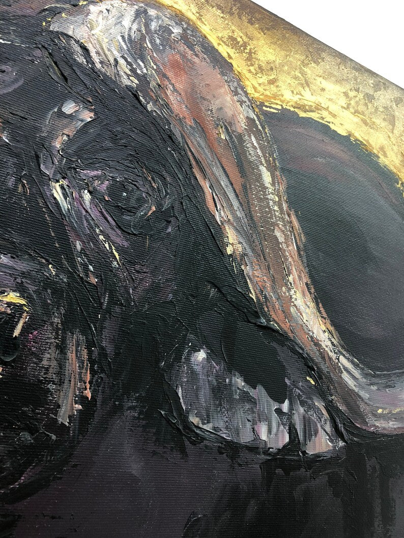 Ekstra stort afrikansk bøffelmaleri på lærred Vilde dyr oliemaleri Buffalo Bison vægkunst Buffalo moderne kunst vægkunst Moderne værelsesindretning