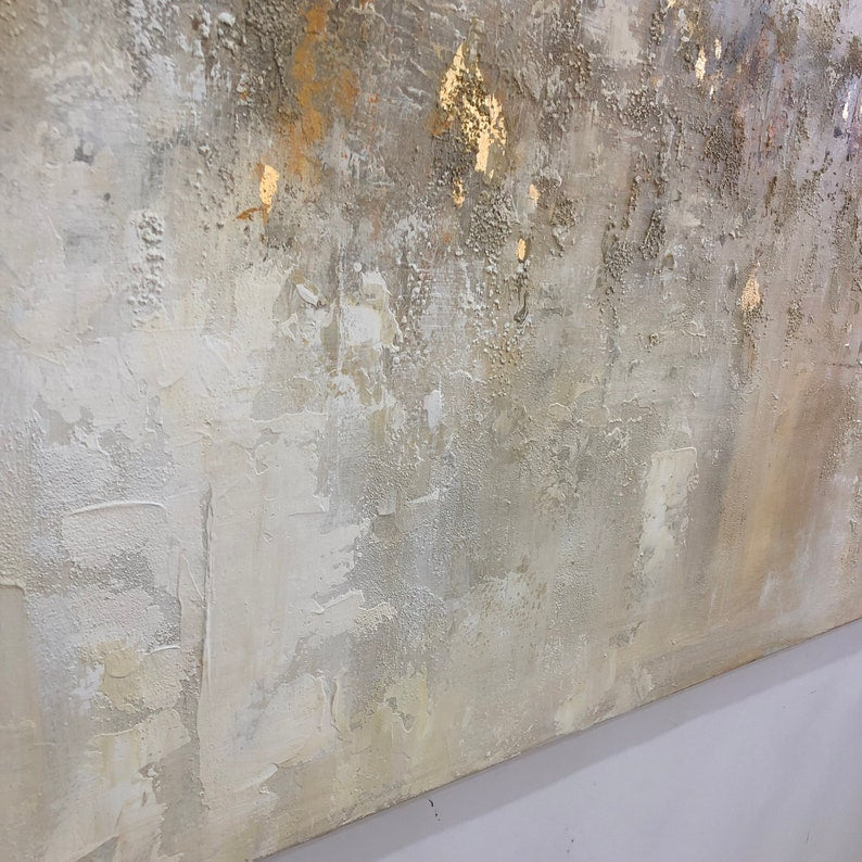Large Abstract Painting on Canvas Beige Modern Paintings Gold Abstract Wall Art Painting Oversize Wall Art Abstract For Living Room