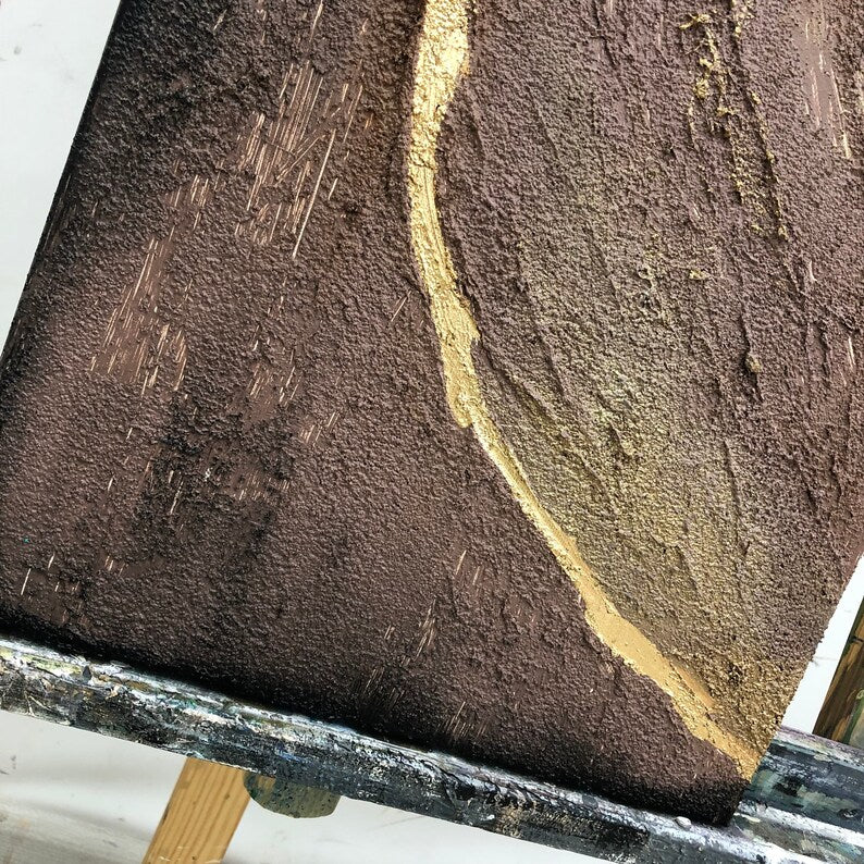 Large Abstract Heart Painting On Canvas Brown Wall Art Hand Painted Art Impasto Painting Romantic Gift For Couple Artwork Home Decor Art