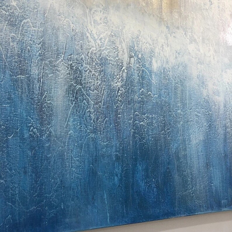 Canvas Painting In The Living Room, Blue Abstract Painting On Canvas, White Abstract Art, Large Abstract Painting, Contemporary Art Abstract