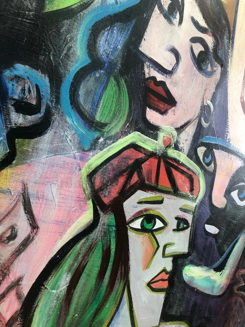 Ekstra stort maleri, vægkunst til stue, abstrakt maleri på lærred, moderne kunst, samtidsmaleri, originalt maleri, abstrakt kunst