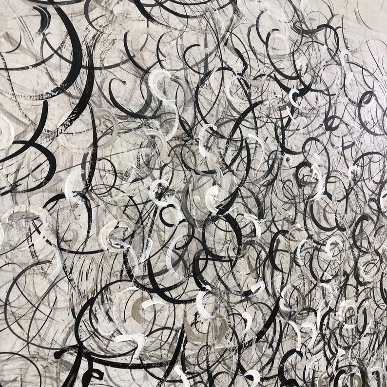 Abstract Heart Painting Modern Wall Art Anniversary Gift Black and White Minimalist Wall Art Unique Wall Art Bedroom Decor Original Painting