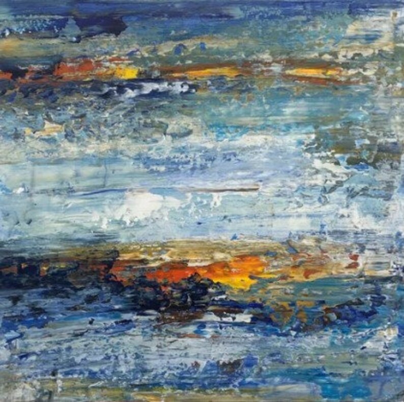 Large Abstract Wall Art Gold Original Abstract Painting, Acrylic On Canvas, Blue Color, Original Modern Huge Acrylic Painting, Interior Art