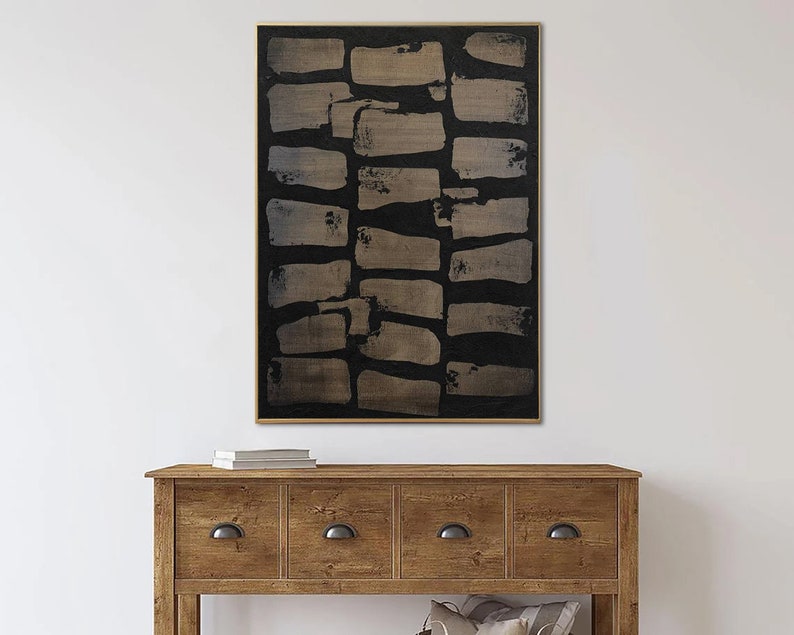 Goldene Steine, Original Leinwand, Modernes abstraktes Kunstwerk auf Leinwand, Abstraktes Wanddekor