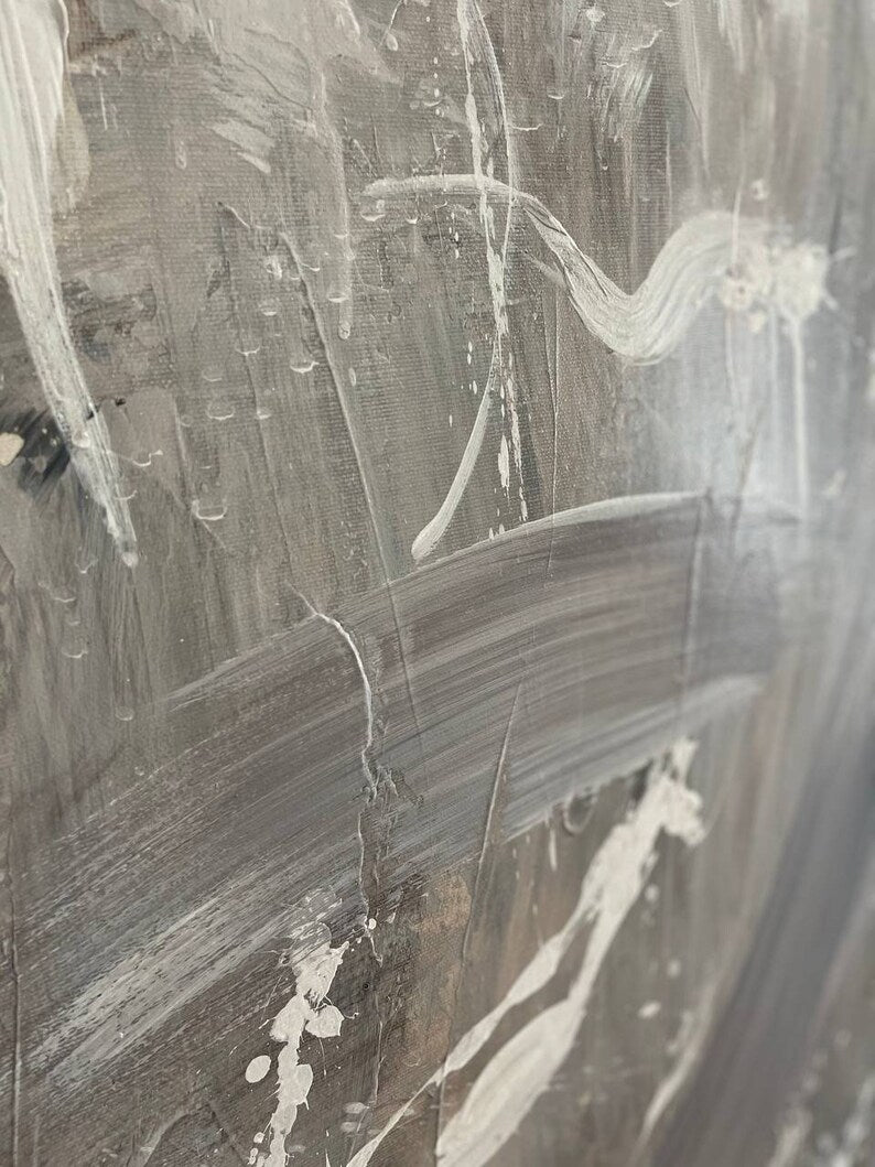 Large Minimalist Abstract Painting, Abstract Canvas Wall Art, Large Acrylic Painting, Gray Abstract Texture, Office Art