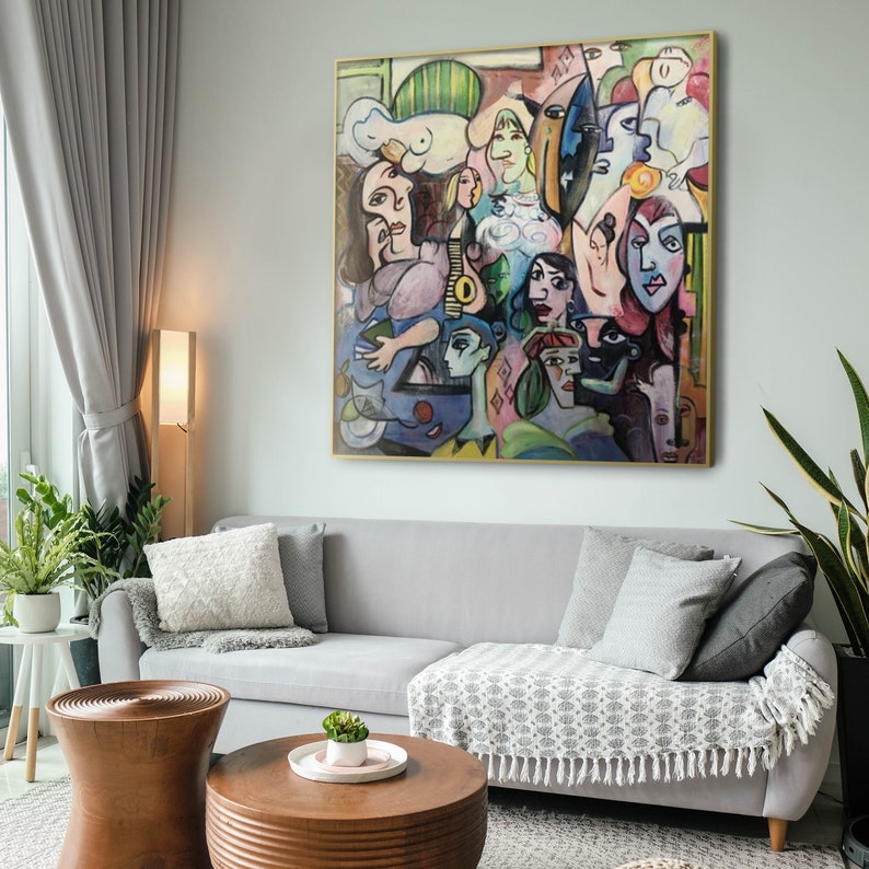 Ekstra stort maleri, vægkunst til stue, abstrakt maleri på lærred, moderne kunst, samtidsmaleri, originalt maleri, abstrakt kunst