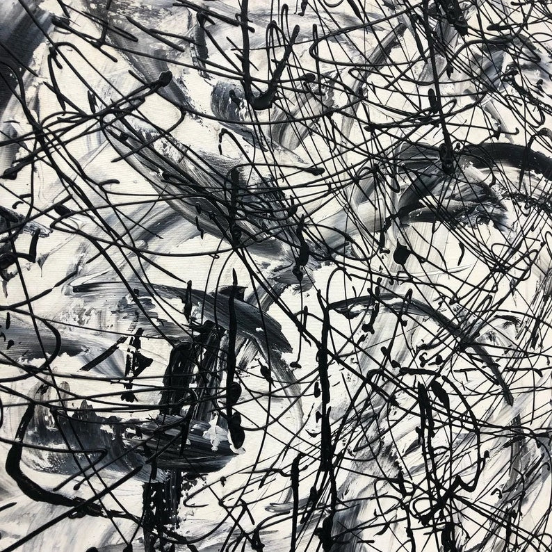 Sølv abstrakt maleri, gråt og hvidt lærred i stuen, ekstra stort lærred, sølv- og grå flydende abstrakt lærredsvægkunst