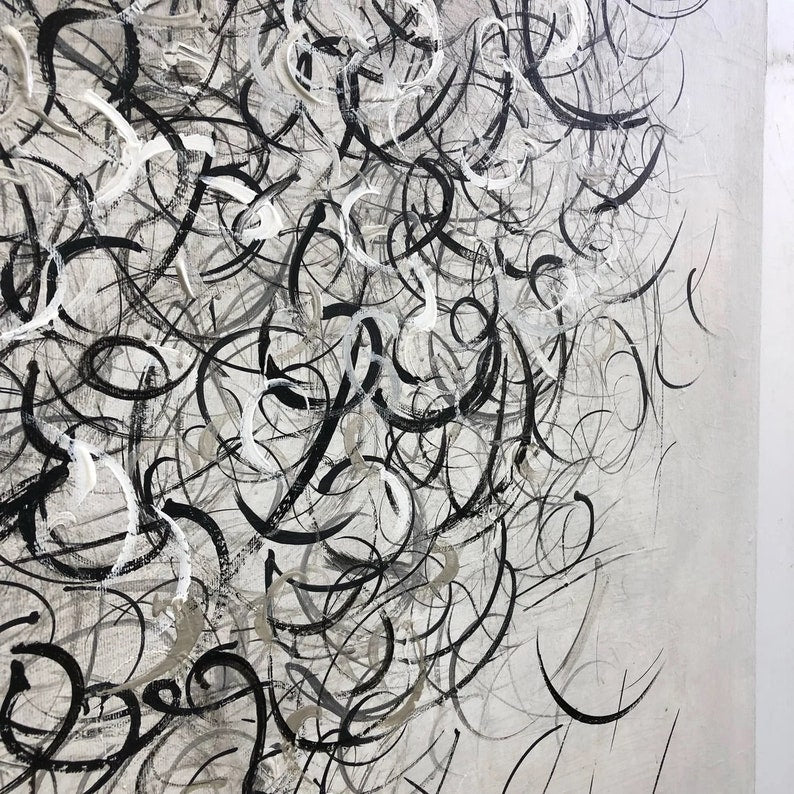 Abstract Heart Painting Modern Wall Art Anniversary Gift Black and White Minimalist Wall Art Unique Wall Art Bedroom Decor Original Painting