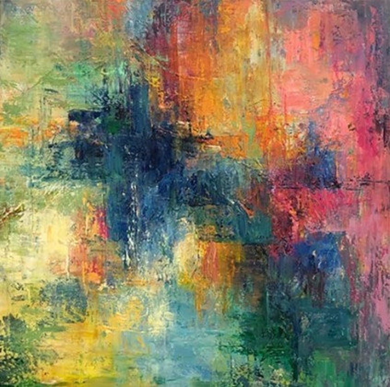 Abstract Painting On Canvas, Sunset Painting on Canvas, Original Artwork, Abstract Art, Clouds Painting, Sky Painting, Living Room Wall Art