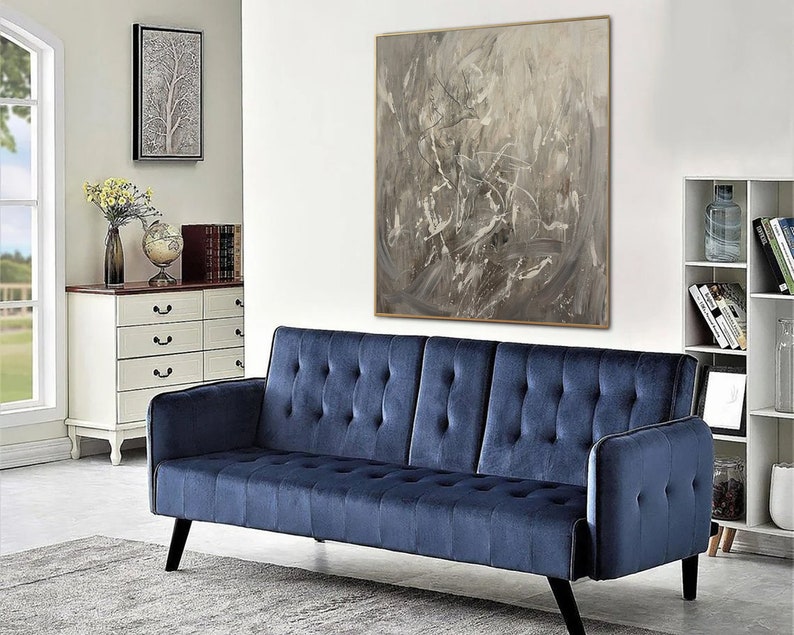 Large Minimalist Abstract Painting, Abstract Canvas Wall Art, Large Acrylic Painting, Gray Abstract Texture, Office Art