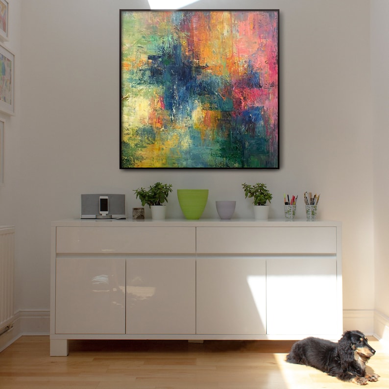 Abstract Painting On Canvas, Sunset Painting on Canvas, Original Artwork, Abstract Art, Clouds Painting, Sky Painting, Living Room Wall Art