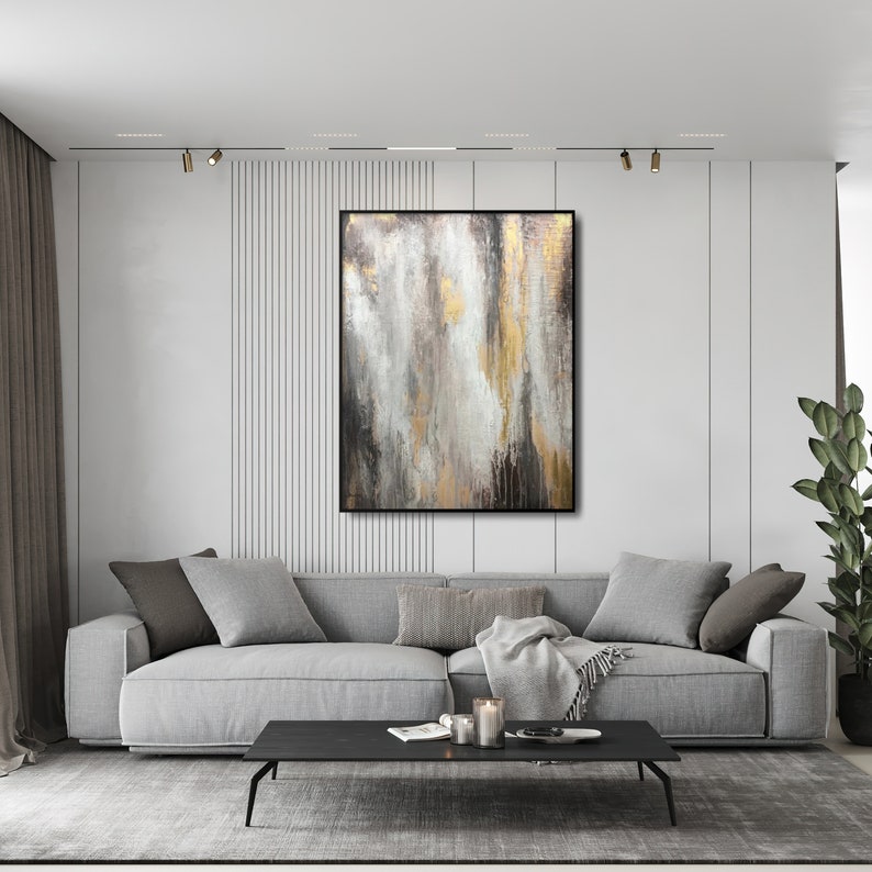 Black and Gold Luxury Abstract, Abstract Painting, Original Paintings Wall Art Long Large Original Canvas Artwork