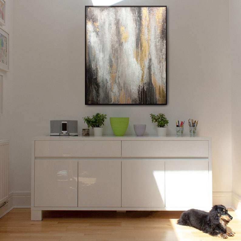 Black and Gold Luxury Abstract, Abstract Painting, Original Paintings Wall Art Long Large Original Canvas Artwork