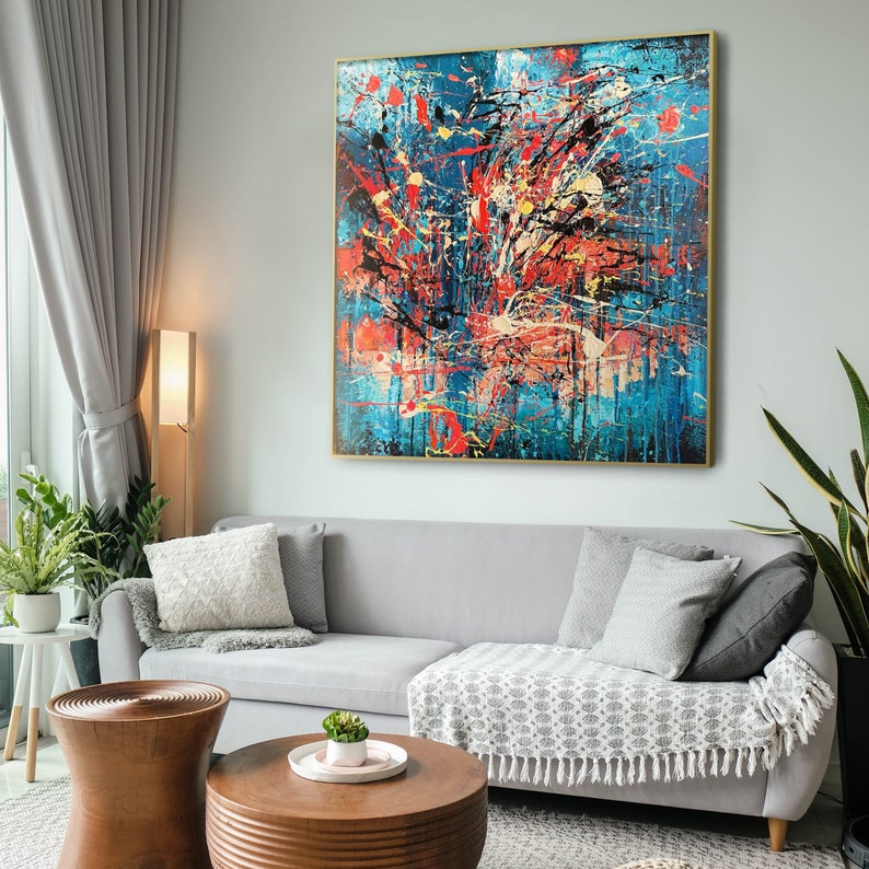 Originalt maleri, Stor vægkunst, Boho vægdekoration, Farveoliemaleri, Moderne kunst, Abstrakt kunst, Tekstureret maleri, Moderne oliemaleri