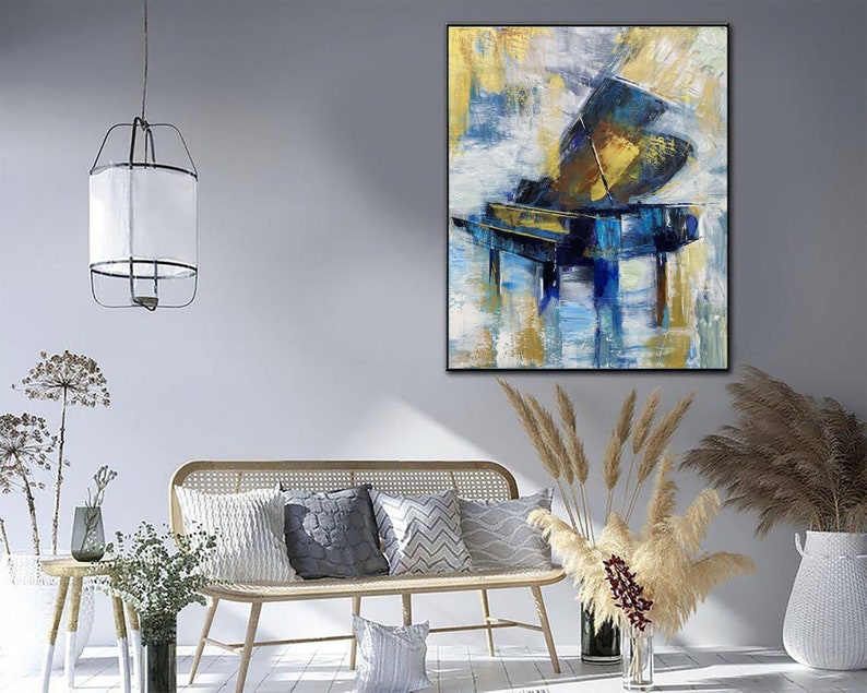 Extra Large Canvas Piano Abstract Painting Canvas Original Modern Painting Acrylic Unique Painting Creative Wall Art for Living Room