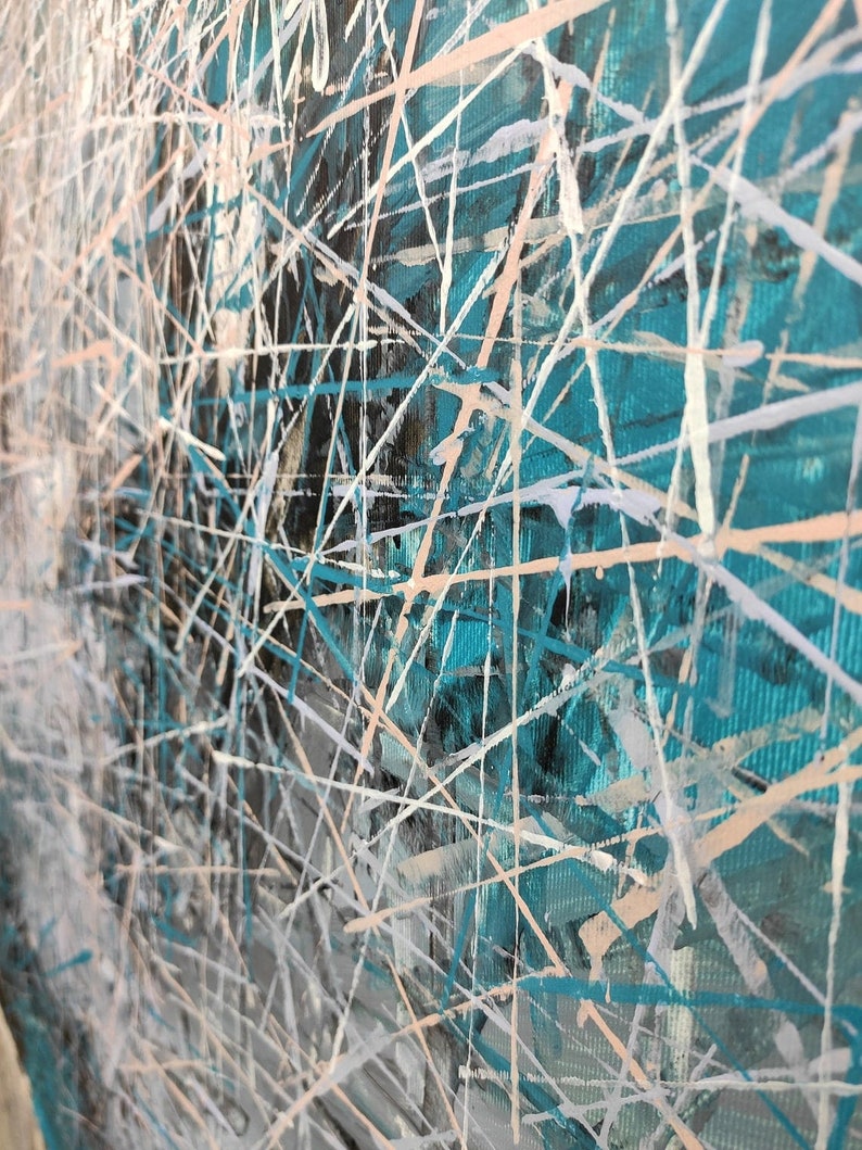 Modern Art, Large Original Blue Gray Abstract Painting On Canvas, Abstract Acrylic Painting on Canvas, Abstract Art on Canvas 36x49"