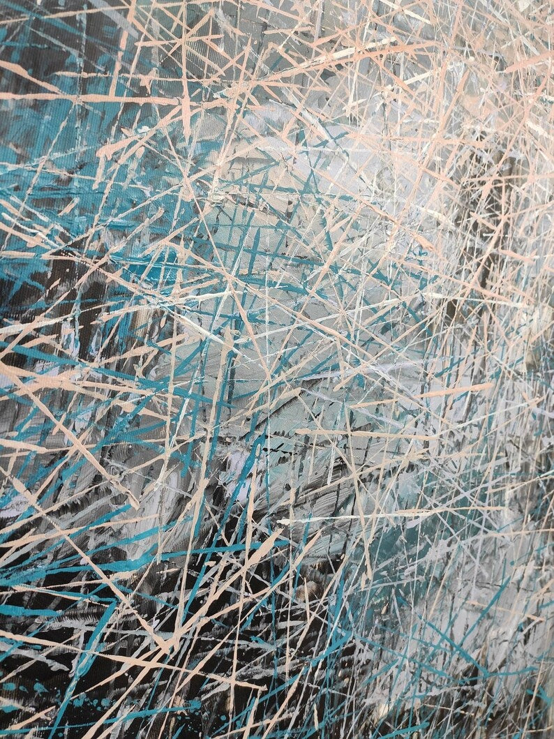 Modern Art, Large Original Blue Gray Abstract Painting On Canvas, Abstract Acrylic Painting on Canvas, Abstract Art on Canvas 36x49"