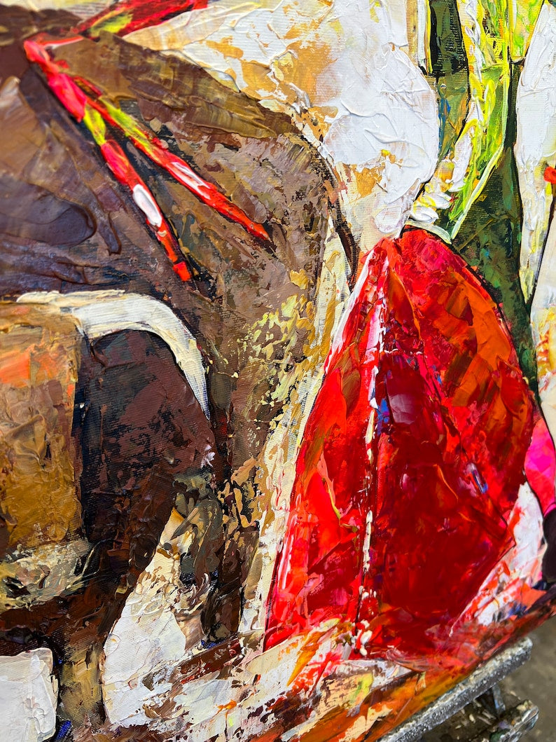 Spanish Matador Bullfighter Acrylic Painting, Corrida Original Oil Painting, Matador Painting, Bullfight Torero, Matador and Bull