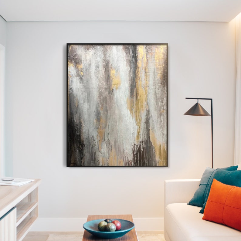 Black and Gold Luxury Abstract, Abstract Painting, Original Paintings Wall Art Long Large Original Canvas Artwork
