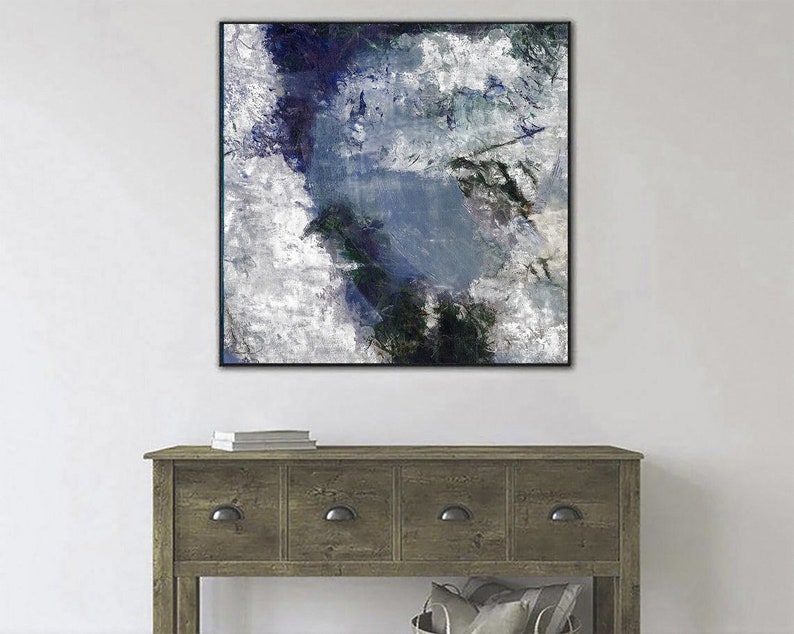 Abstract Gray Paintings On Canvas Original Blue Clouds Artwork Textured Handmade Painting Modern 50x50 Creative Decoration for Living Room