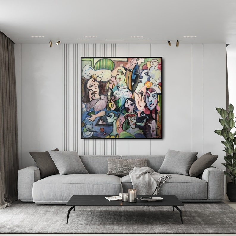 Ekstra stort maleri, vægkunst til stue, abstrakt maleri på lærred, moderne kunst, samtidsmaleri, originalt maleri, abstrakt kunst