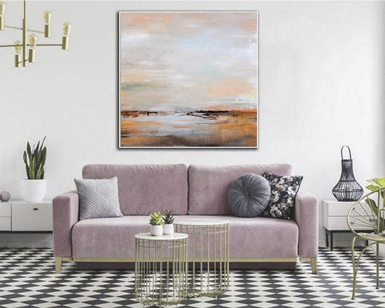 Abstract Wall Art, Large Original Oil Paintings, Hand Painted Landscape Painting Framed Original Abstract Painting On Canvas Office Painting