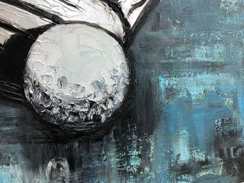 Original Golf Club and Ball Acrylic Painting Abstract Sport Gift Wall Art for Living Room Decor GOLF CLUB